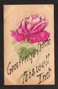 IN Greetings from BOSWELL INDIANA Postcard PC Rose