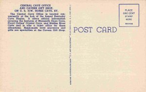 Central Cave Office Cavern Gift Shop US 31W Horse Cave Kentucky linen postcard