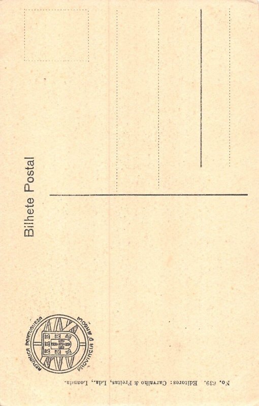 L042 Angola 1924 wild boar hunter vintage postcard