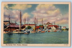 Nassau Bahamas Postcard View of The Sponge Fleet c1930's Unposted Vintage