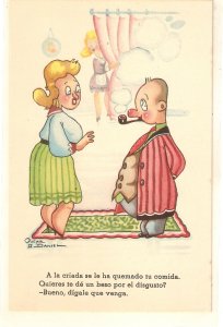 H.Daniel. Couple  humour Humorous vintage Spanish postcard