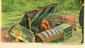 Postcard: Antique View of a Shelter of an Earthquake Victim.   K1