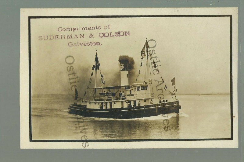 Galveston TEXAS RP c1910 ADVERTISING Steamship Line SUDERMAN & DOLSON Ship