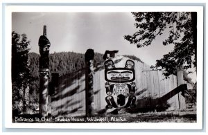 Wrangell Alaska RPPC Photo Postcard Entrance to Chief Shakes House c1950's
