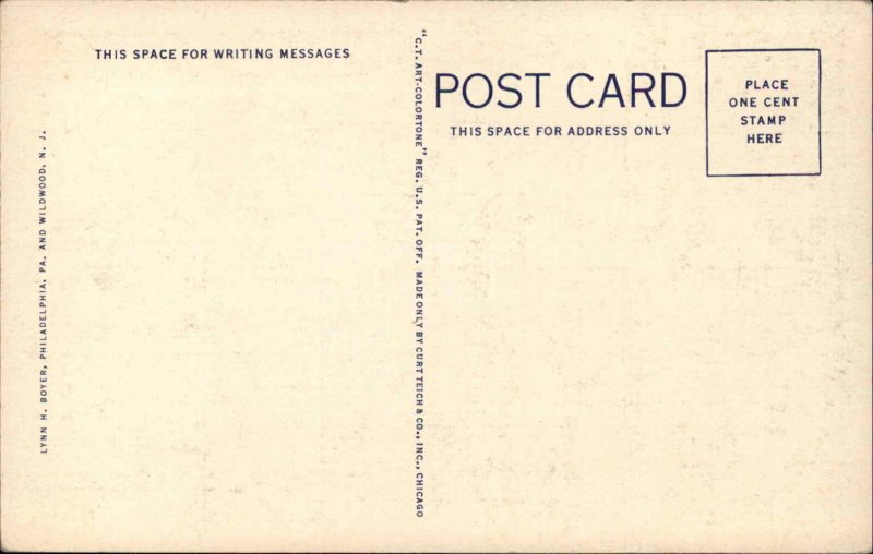 Wildwood-by-the-Sea New Jersey NJ Amusement Park Playland Linen Postcard