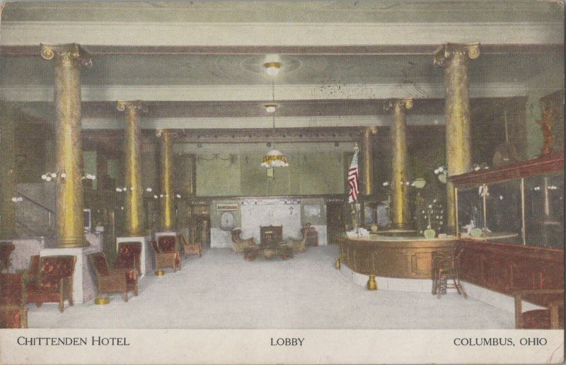 Postcard Chittenden Hotel Lobby Columbus Ohio OH