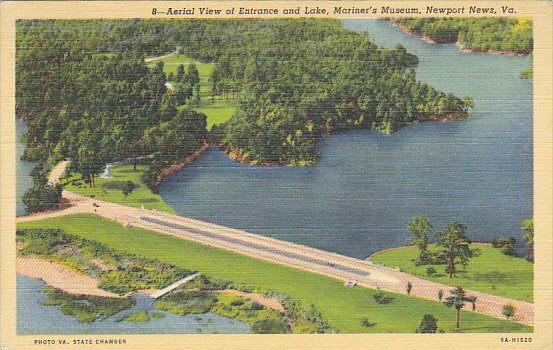 Virginia Newport News Aerial View Of Entrance and Lake Mariner's Museum ...