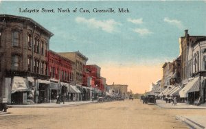 J53/ Greenville Michigan Postcard c1910 Lafayette St Cass Stores  291