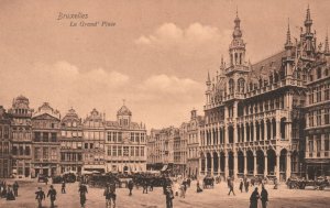Vintage Postcard Bruxelles La Grand Place Plaza in the City of Brussels Belgium