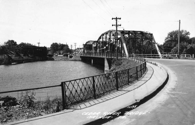 Nashua Iowa Cedar River Bridge Real Photo Vintage Postcard K90666