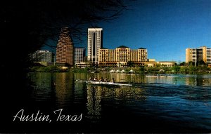 Texas Austin Town Lake With Rowing Team