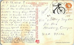 Butterfly Net Fisherman Tarjeta Postal Kodak Janitzio Mich Mexico Postcard PM 