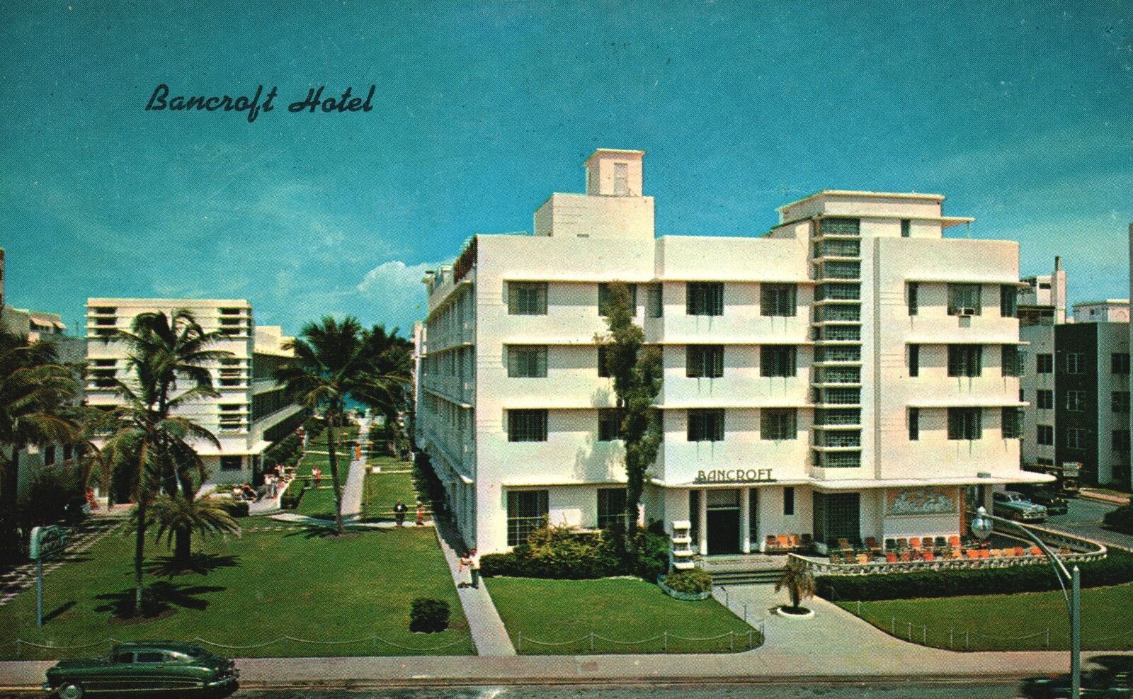 Vintage Postcard 1950S The Bancroft Hotel & Motel Private Beach Miami