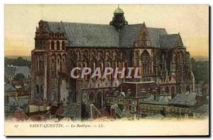 Old Postcard Saint Quentin Basilica
