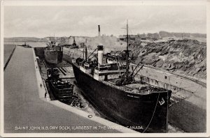 Saint John NB New Brunswick Dry Dock 'Welland County' Ship Unused Postcard H32