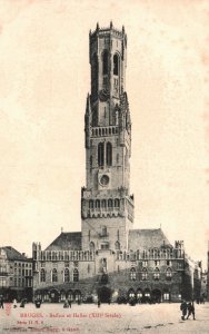 Vintage Postcard 1900's Beffroi Et Halles Belleur Bell Tower Bruges Belgium