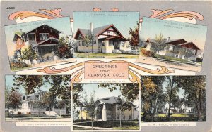 F46/ Alamosa Colorado Postcard c1910 6View Homes Greetings Fancy