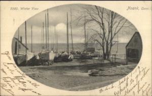 Noank CT Winter View Boats c1905 Postcard
