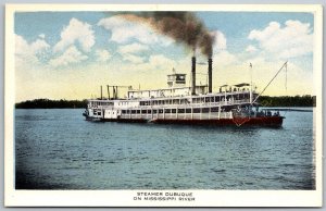 Quincy Illinois c1920 Postcard Steamer Dubuque On Mississippi River Steamboat