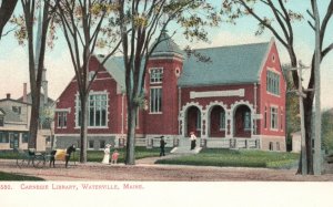 Vintage Postcard 1900's View of Carnegie Library Waterville Maine ME