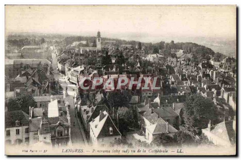 Old Postcard Langres Panorama (south side) view of the Cathedral