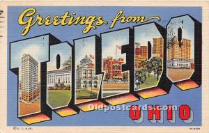 Greetings from, Linen Toledo, Ohio, OH, USA Large Letter Unused light postal ...