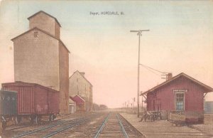 Hopedale Illinois Depot Train Station Vintage Postcard AA17609