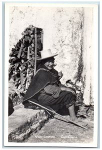 Guatemala Postcard Wood Carrier Woman c1940's Vintage Unposted RPPC Photo