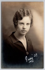 RPPC Roaring 20s Graduate Inez Lovely Young Flapper Woman Postcard J25