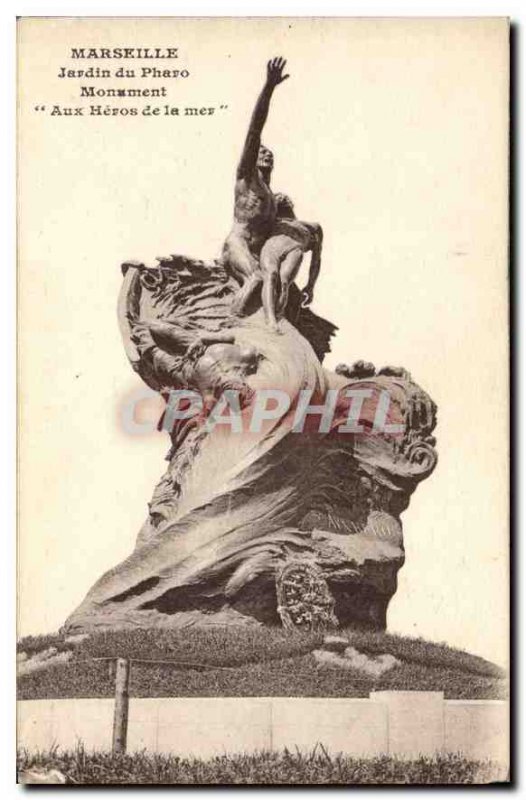 Old Postcard Marseille Pharo Garden Monument To the Sea Heroes