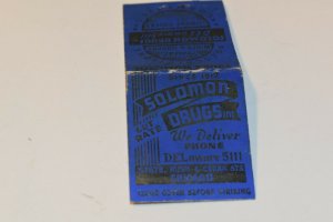 Solomon Drugs Inc. Advertising 20 Strike Matchbook Cover