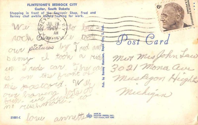 Flintstone's Bedrock City Custer South Dakota Vintage Postcard RR184