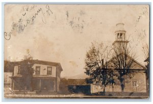 1907 Post Office Congregational Church View Albany VT RPPC Photo Postcard 