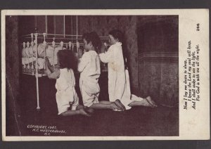 New York Children saying their prayers Knelling by Bed Copyright 1907 pm1910 DB