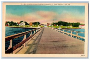 c1950's Municipal Pier Looking Toward City Park Panama City Florida FL Postcard 