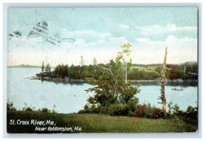 1912 View Of St. Croix River Near Robbinston Maine ME Posted Antique Postcard