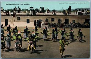 SAN FELIPE INDIAN DANCE NEW MEXICO ANTIQUE POSTCARD