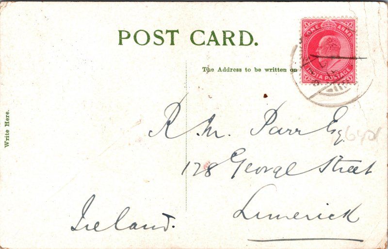 River Hooghly High Court Calcutta India Postcard used 1905 to Limerick Ireland