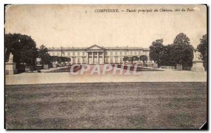 Old Postcard Compiegne main facade of the castle park side