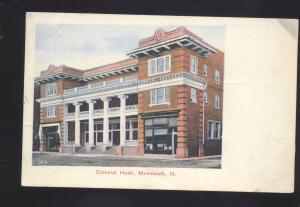 MONMOUTH ILLINOIS COLONIAL HOTEL DOWNTOWN ILL. VINTAGE POSTCARD