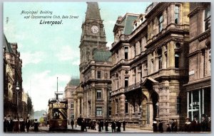 Vtg Liverpool England Municipal Building & Conservative Club 1910s Postcard