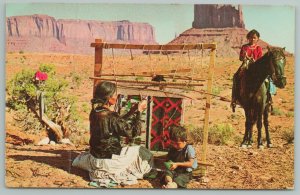 Arizona~Rug Weaving Time At Monument Valley~Vintage Postcard