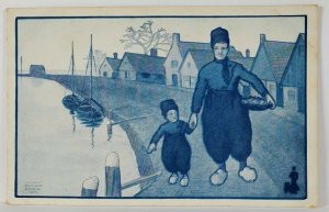 Artist Katherine Browne Dutch Family The Fish -Walk Over Shoes Postcard R15