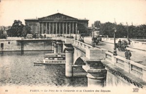 Vintage Postcard Pont de la Concorde Arch Bridge Across the Seine Paris France