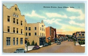 Sherman Avenue Street Scene Coeur D'alene ID Idaho Postcard (BN2)