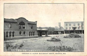 Mexico Missouri birds-eye view Chicago & Alton R.R. Depot antique pc DD3159