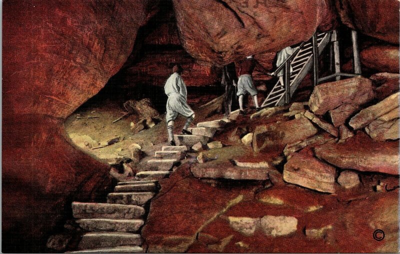 Vtg Corkscrew Entrance Bandit Hall Mammoth Cave Old Kentucky KY 1940s Postcard