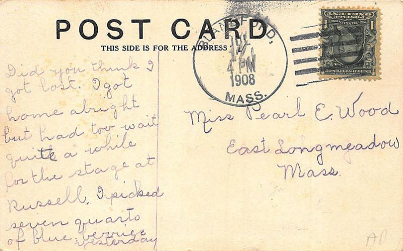 Blandford MA R.F.D. #1 Mail Carrier Horse & Wagon Postcard