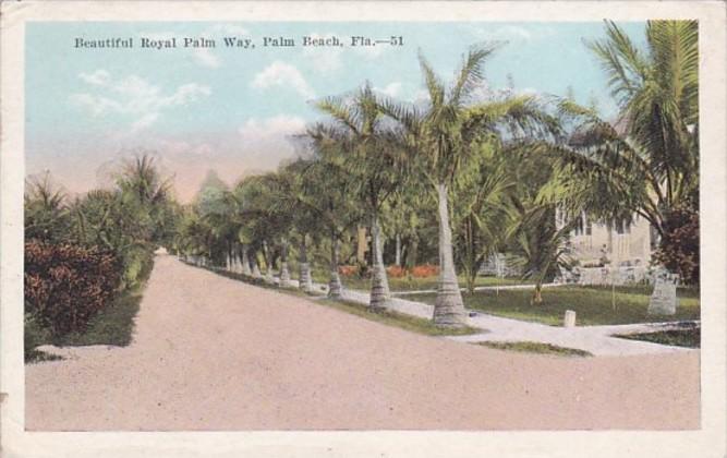 Florida Palm Beach Beautiful Royal Palm Way 1916