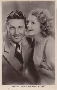 Charles Farrell & Janet Gaynor Film Partners Real Photo Postcard